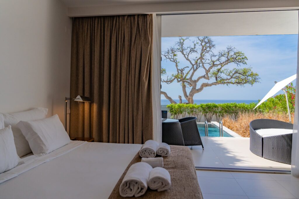bedroom view at the outside pool