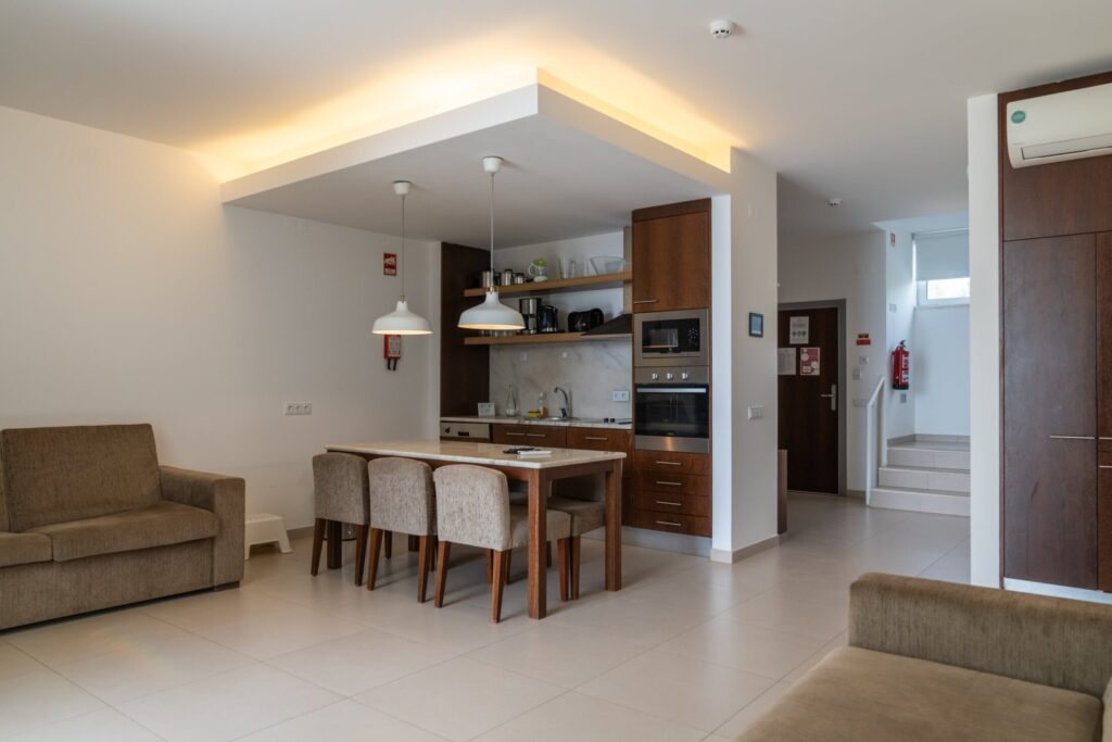 ding area with a kitchen at the self catering apartment